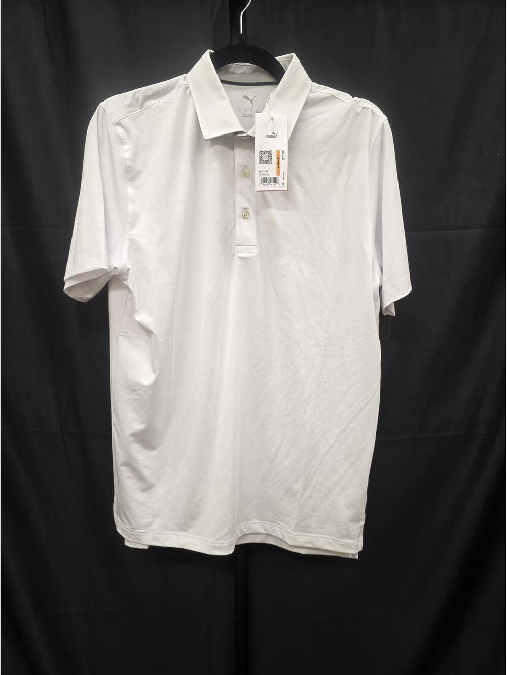 PUMA Men’s MATTR Brigade Performance Polo White Glow Ash Gray Small